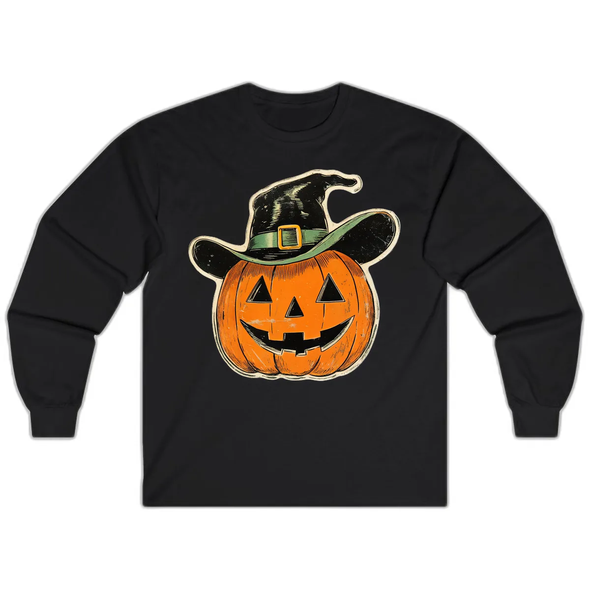 Halloween Witch Hat Pumpkin Pal Long Sleeve in Black