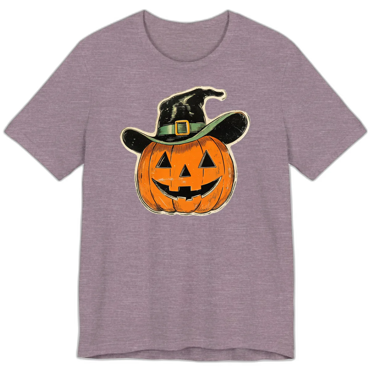 Halloween Witch Hat Pumpkin Pal Premium T-Shirt in Heather Purple