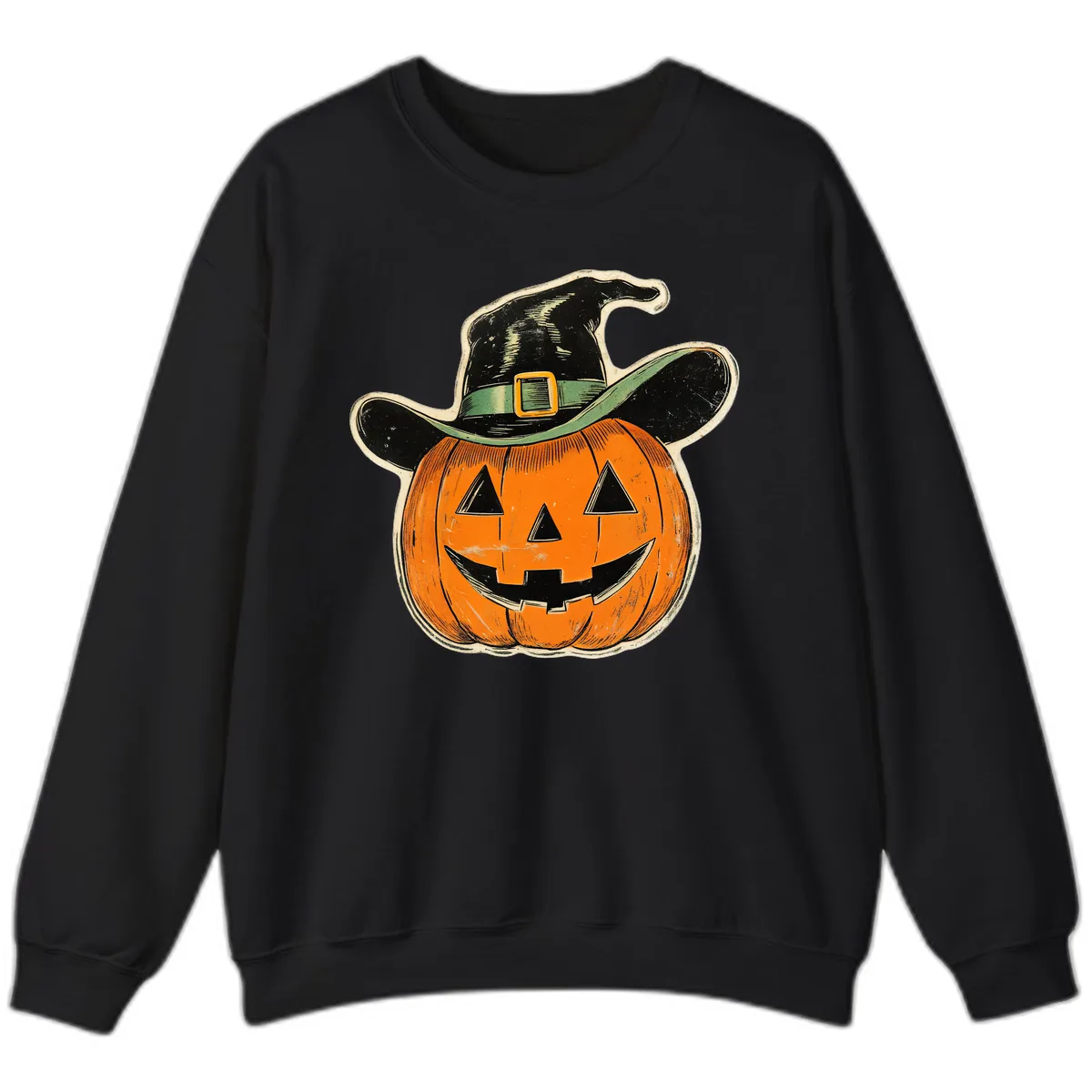 Halloween Witch Hat Pumpkin Pal Sweatshirt in Black