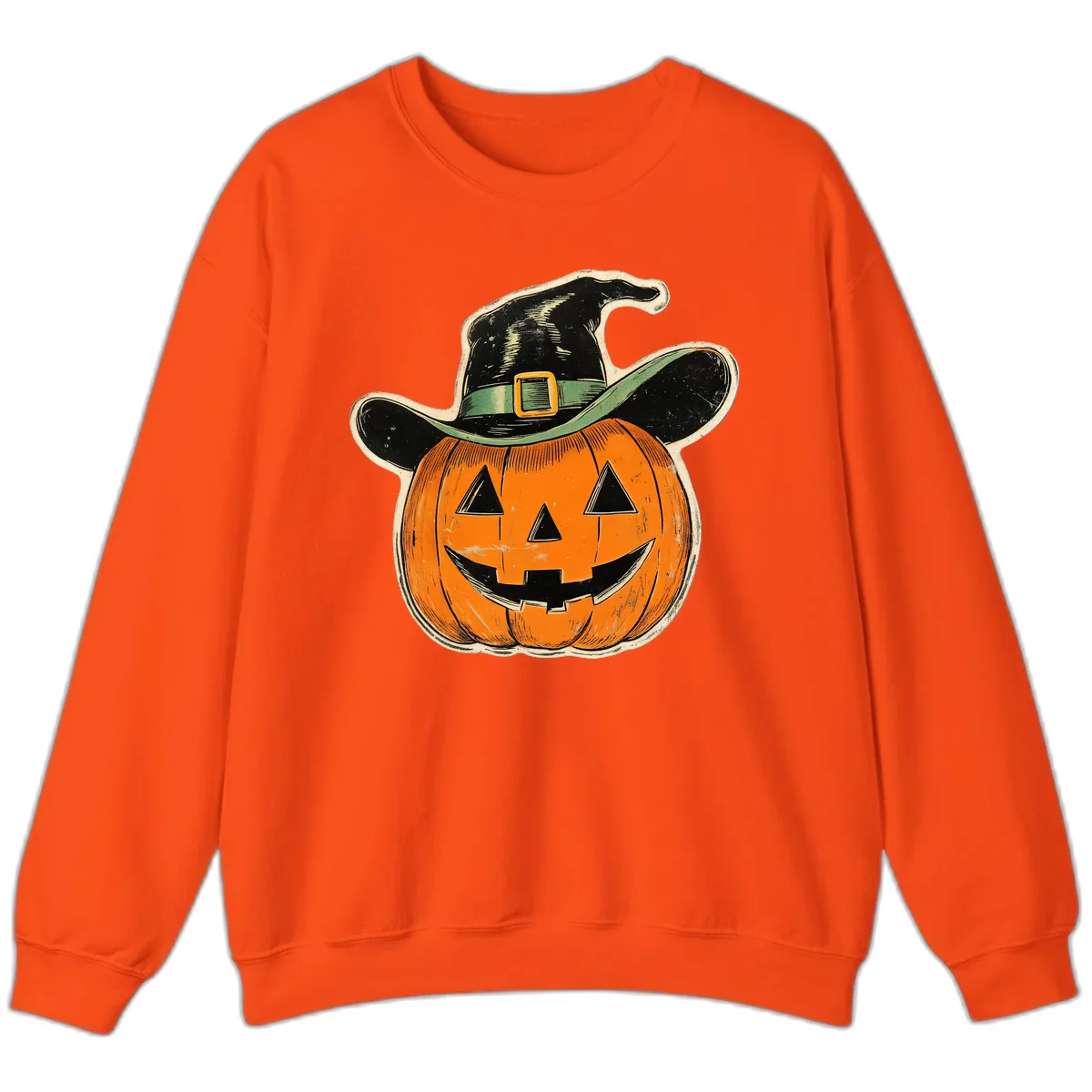 Halloween Witch Hat Pumpkin Pal Sweatshirt in Orange