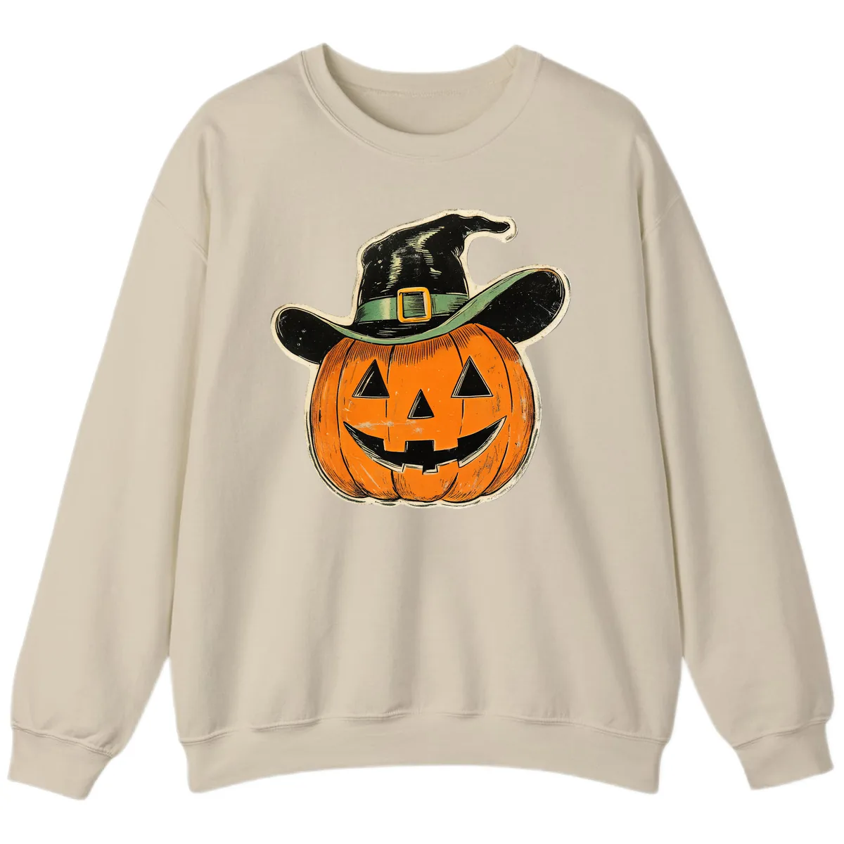 Halloween Witch Hat Pumpkin Pal Sweatshirt in Sand