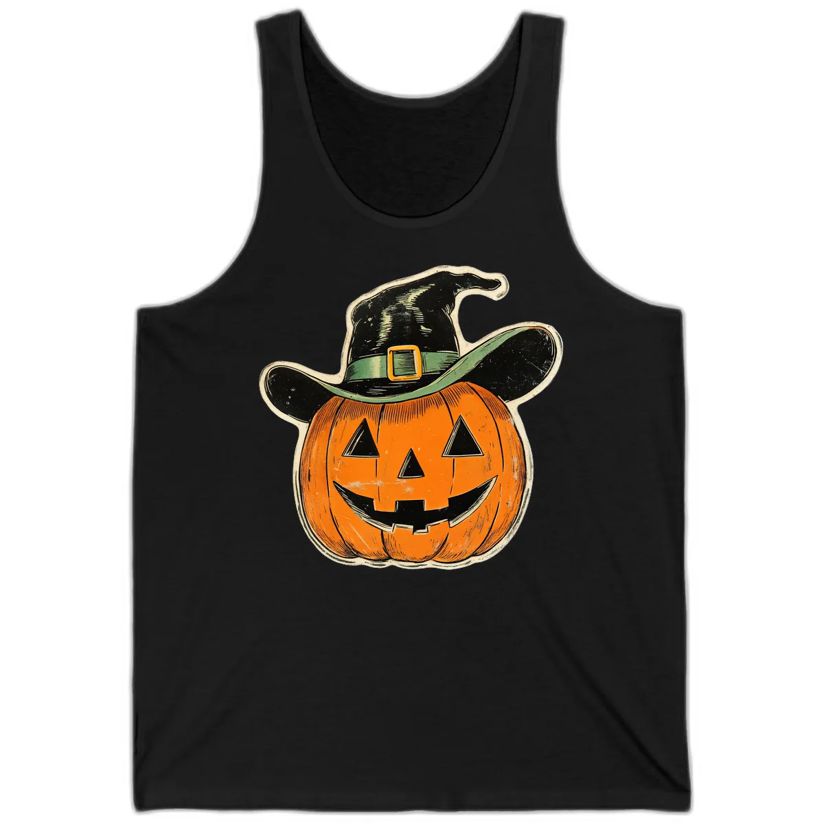 Halloween Witch Hat Pumpkin Pal Tank in Black