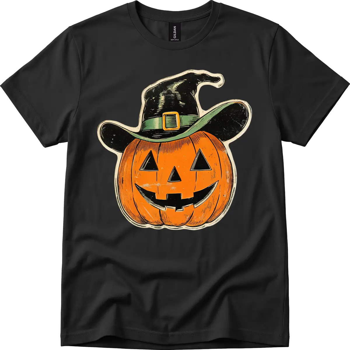 Halloween Witch Hat Pumpkin Pal T-Shirt in Black