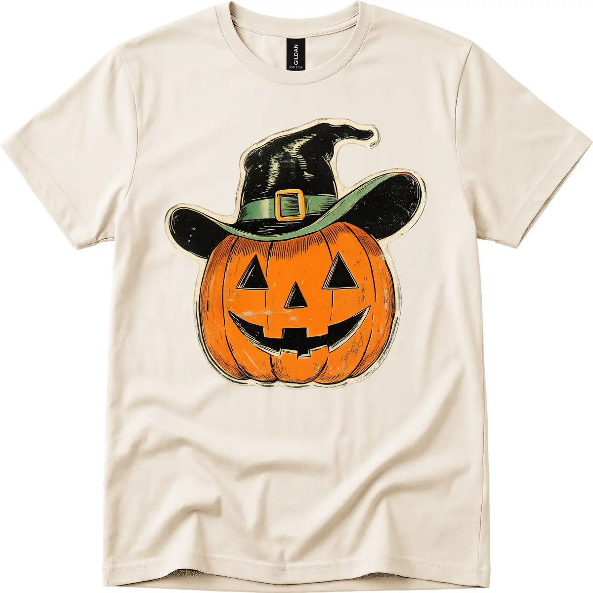 Halloween Witch Hat Pumpkin Pal T-Shirt in Natural