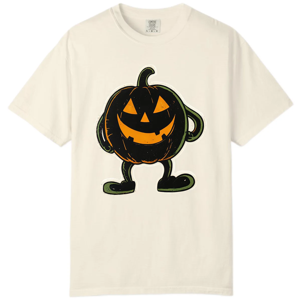Spooky Grinning Jack-o'-Lantern Character Comfort Color in Ivory