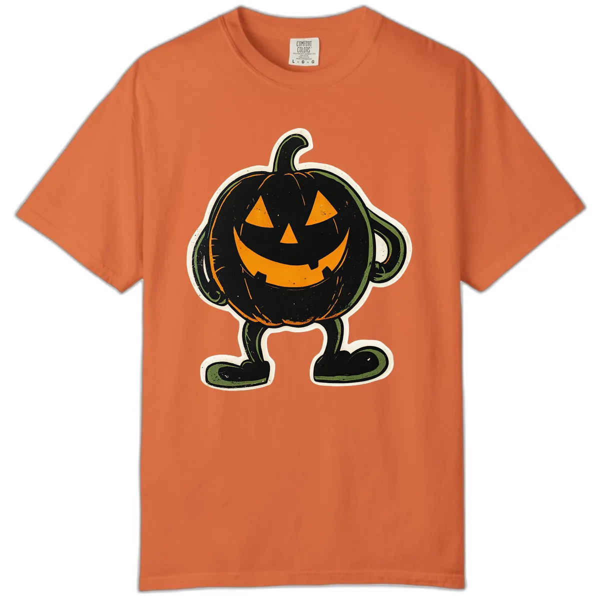 Spooky Grinning Jack-o'-Lantern Character Comfort Color in Burnt Orange