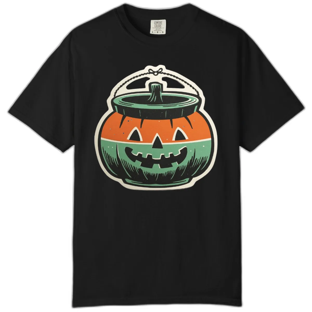 Vintage Jack O Lantern Candy Bucket Comfort Color in Black