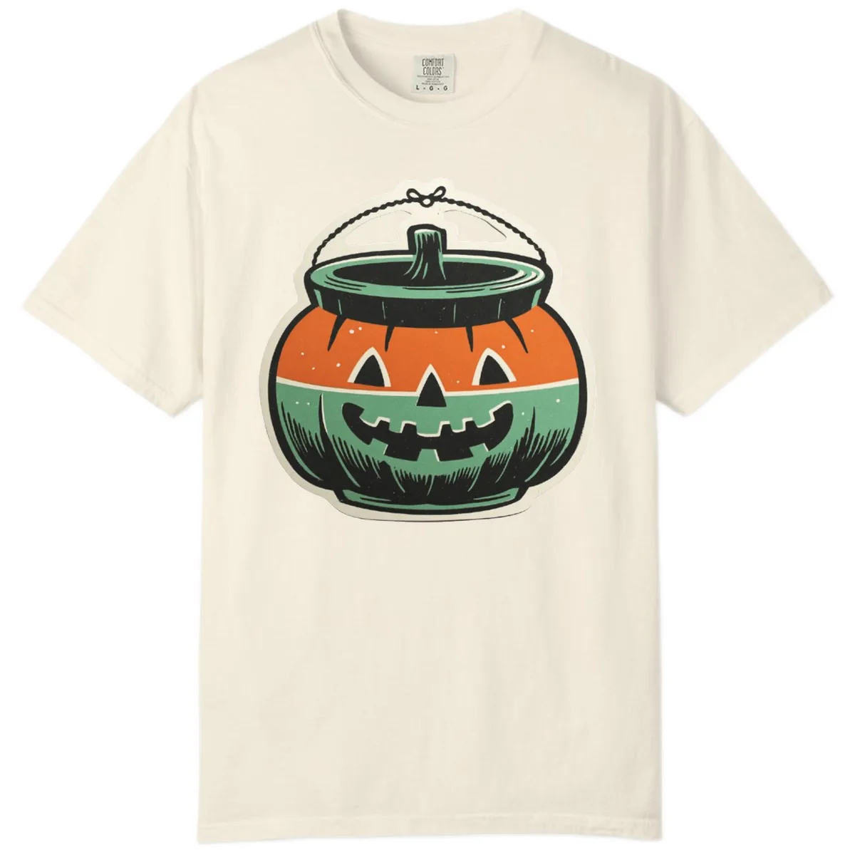 Vintage Jack O Lantern Candy Bucket Comfort Color in Ivory