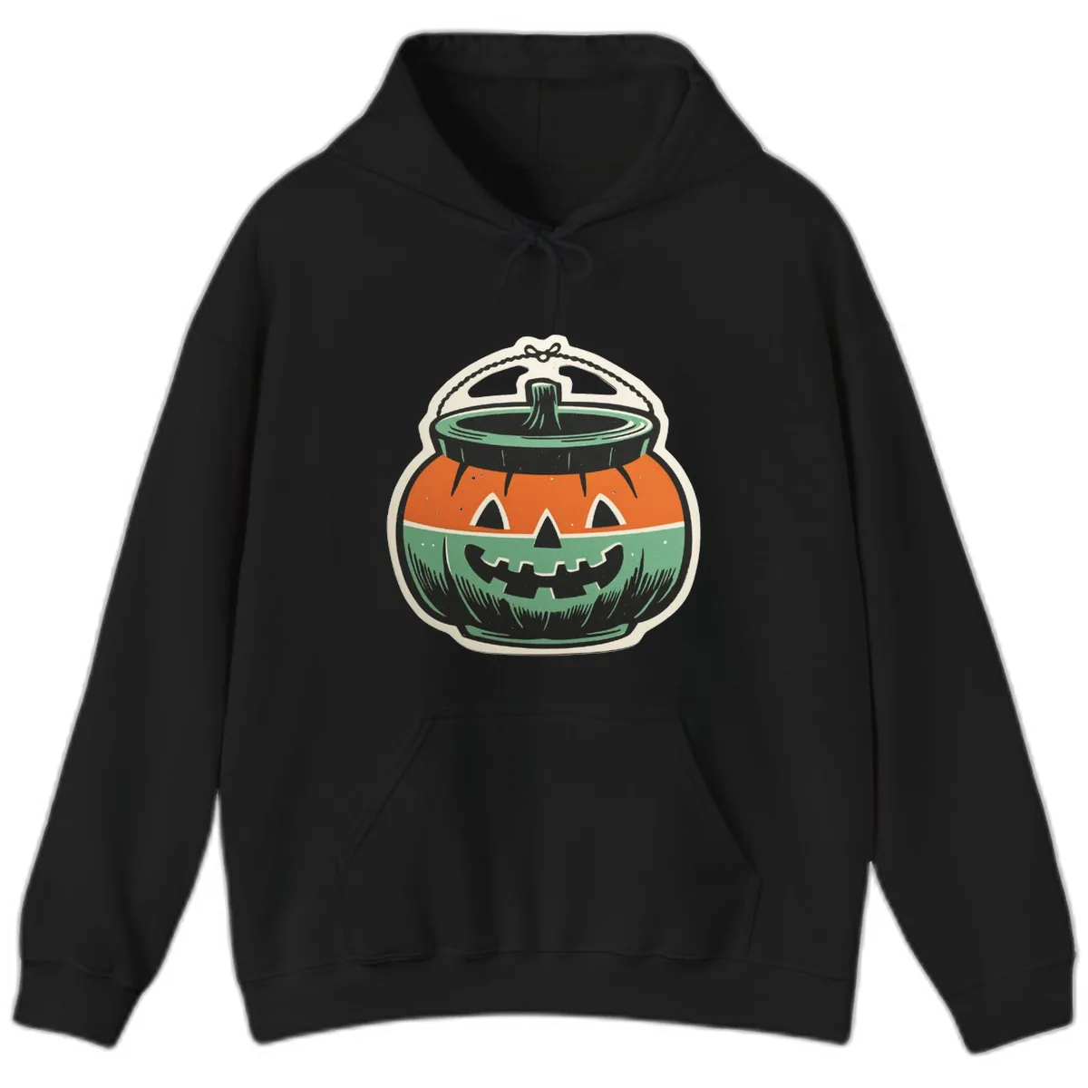 Vintage Jack O Lantern Candy Bucket Hoodie in Black