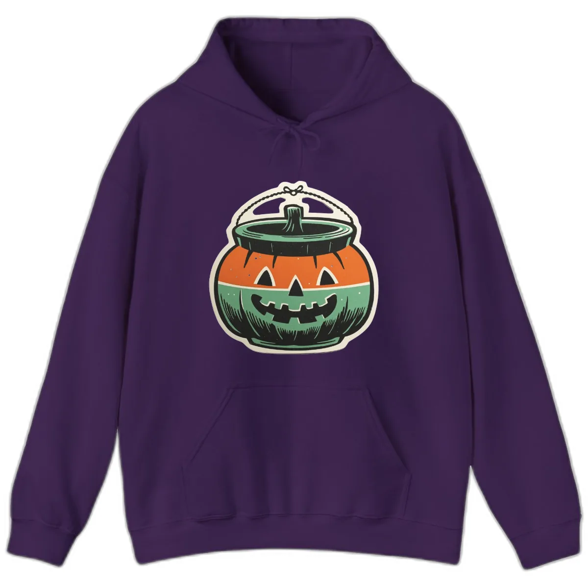 Vintage Jack O Lantern Candy Bucket Hoodie in Purple