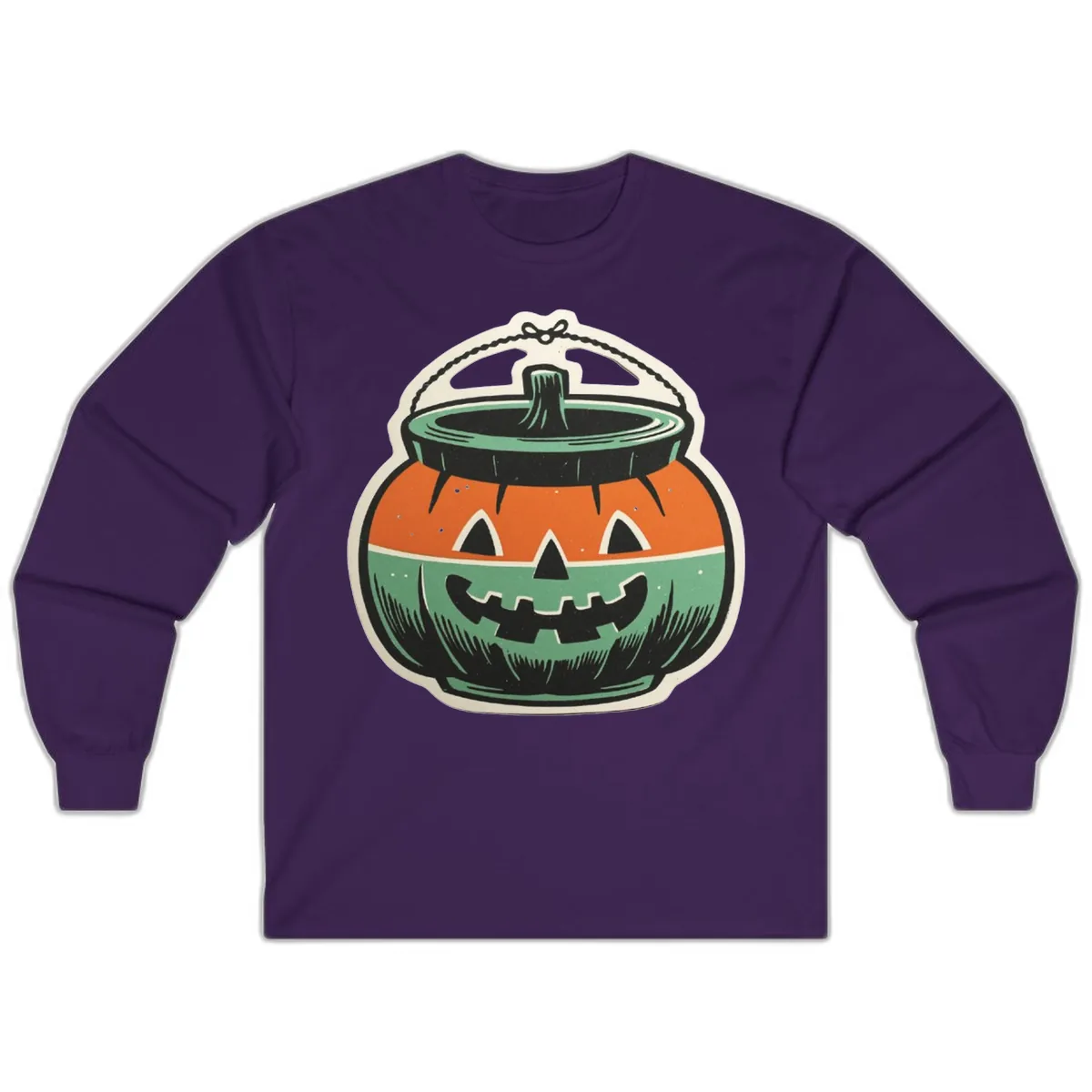 Vintage Jack O Lantern Candy Bucket Long Sleeve in Purple