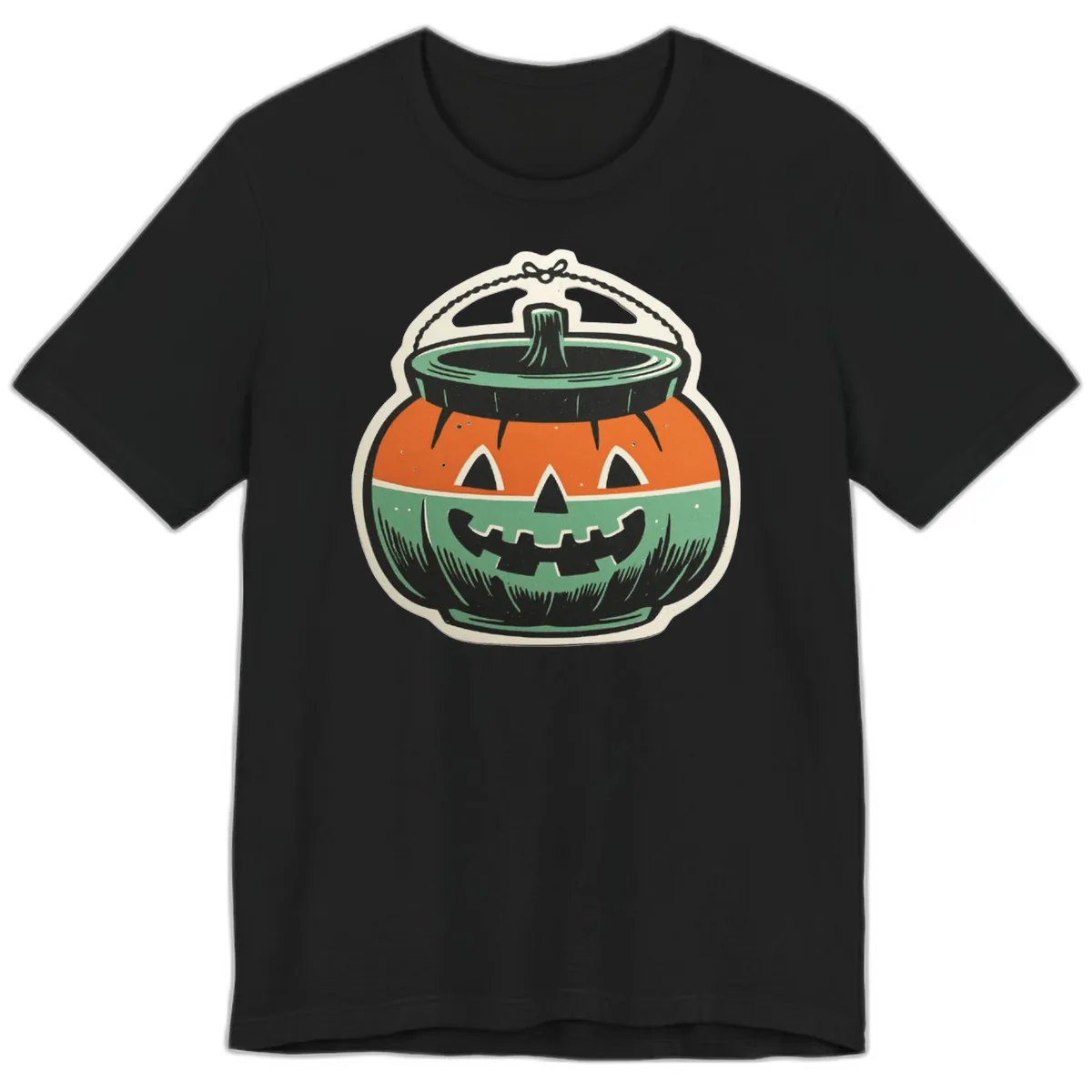 Vintage Jack O Lantern Candy Bucket Premium T-Shirt in Black