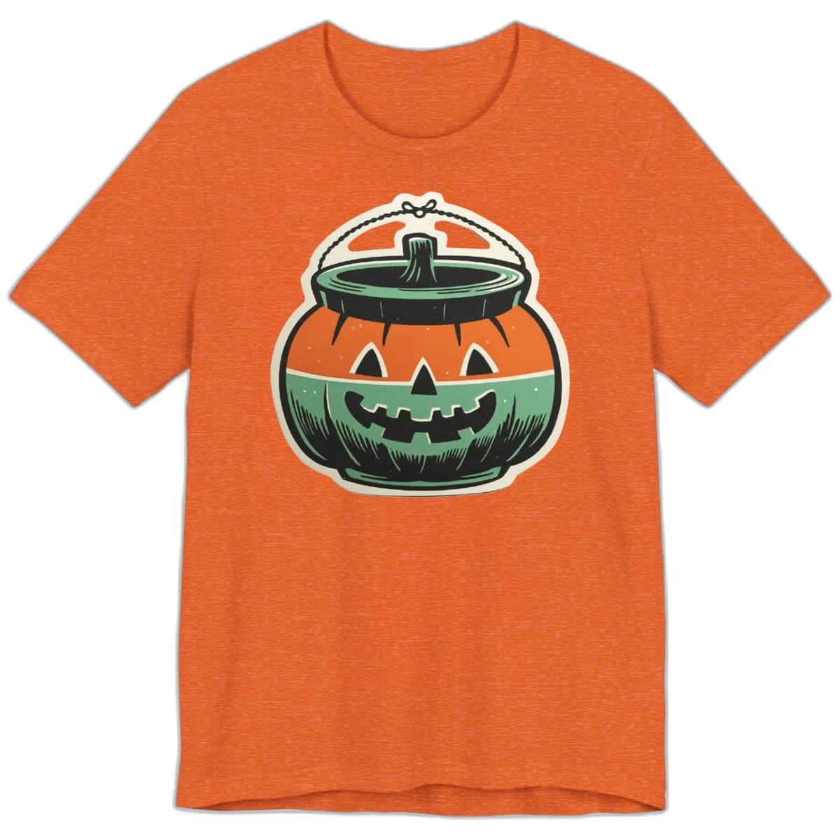 Vintage Jack O Lantern Candy Bucket Premium T-Shirt in Heather Orange