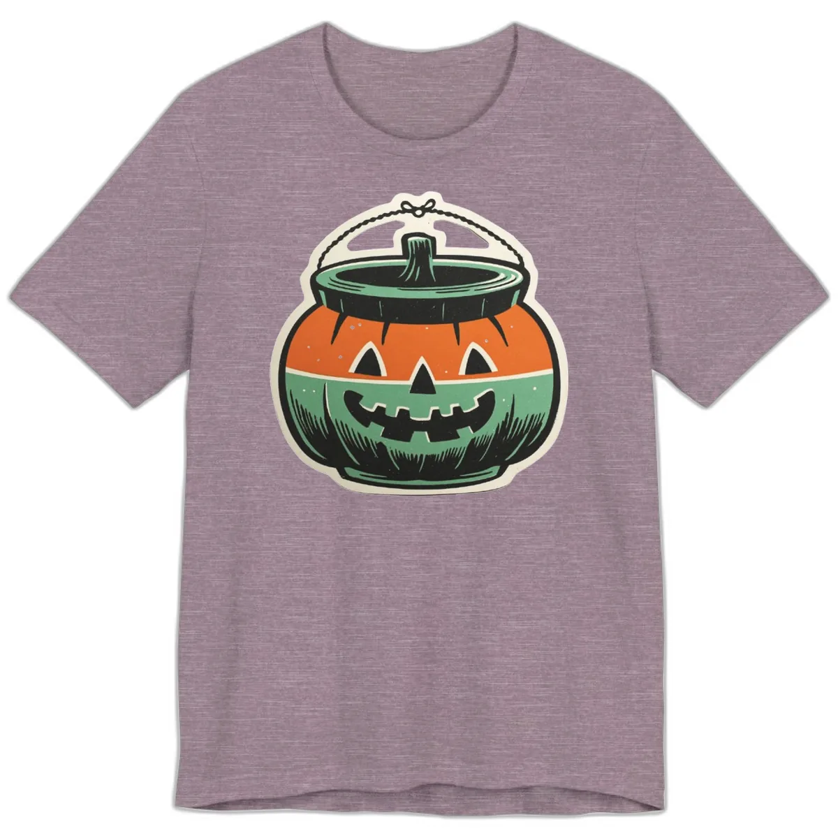 Vintage Jack O Lantern Candy Bucket Premium T-Shirt in Heather Purple