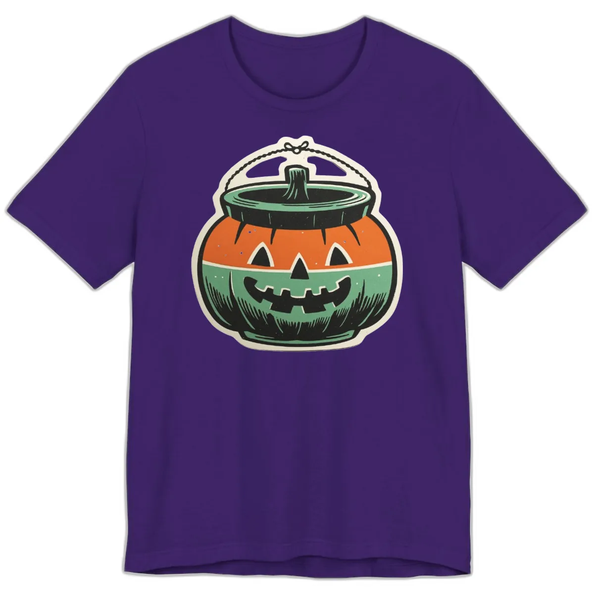 Vintage Jack O Lantern Candy Bucket Premium T-Shirt in Team Purple