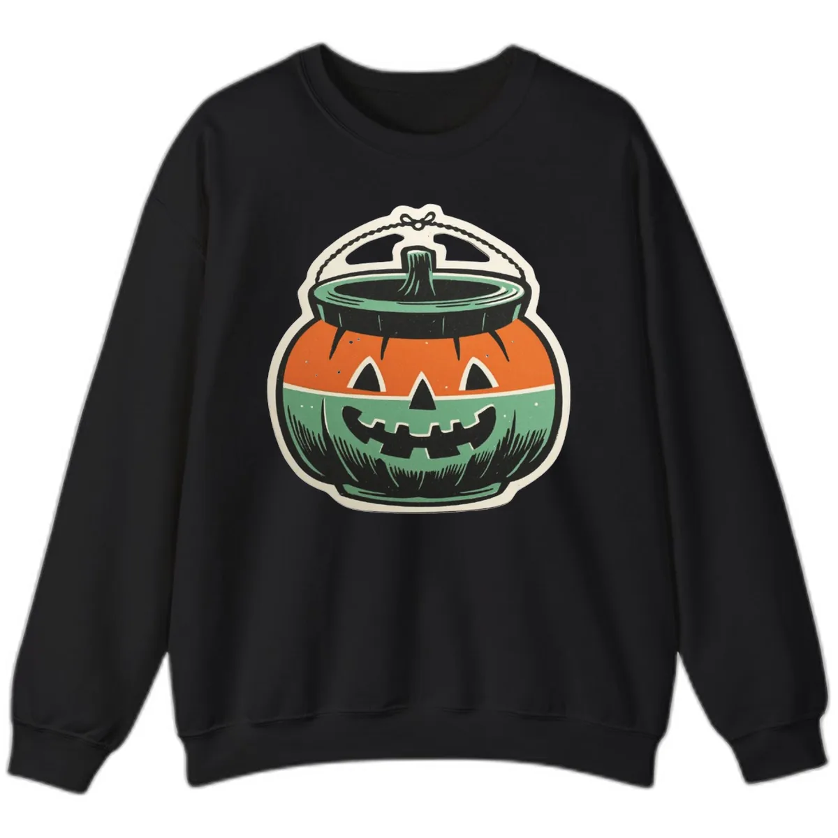 Vintage Jack O Lantern Candy Bucket Sweatshirt in Black