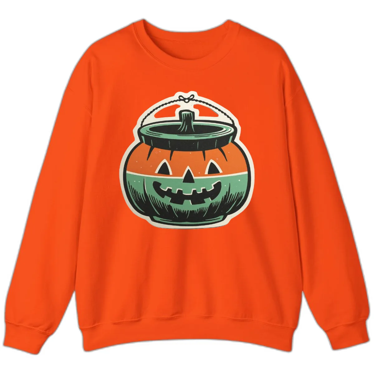 Vintage Jack O Lantern Candy Bucket Sweatshirt in Orange