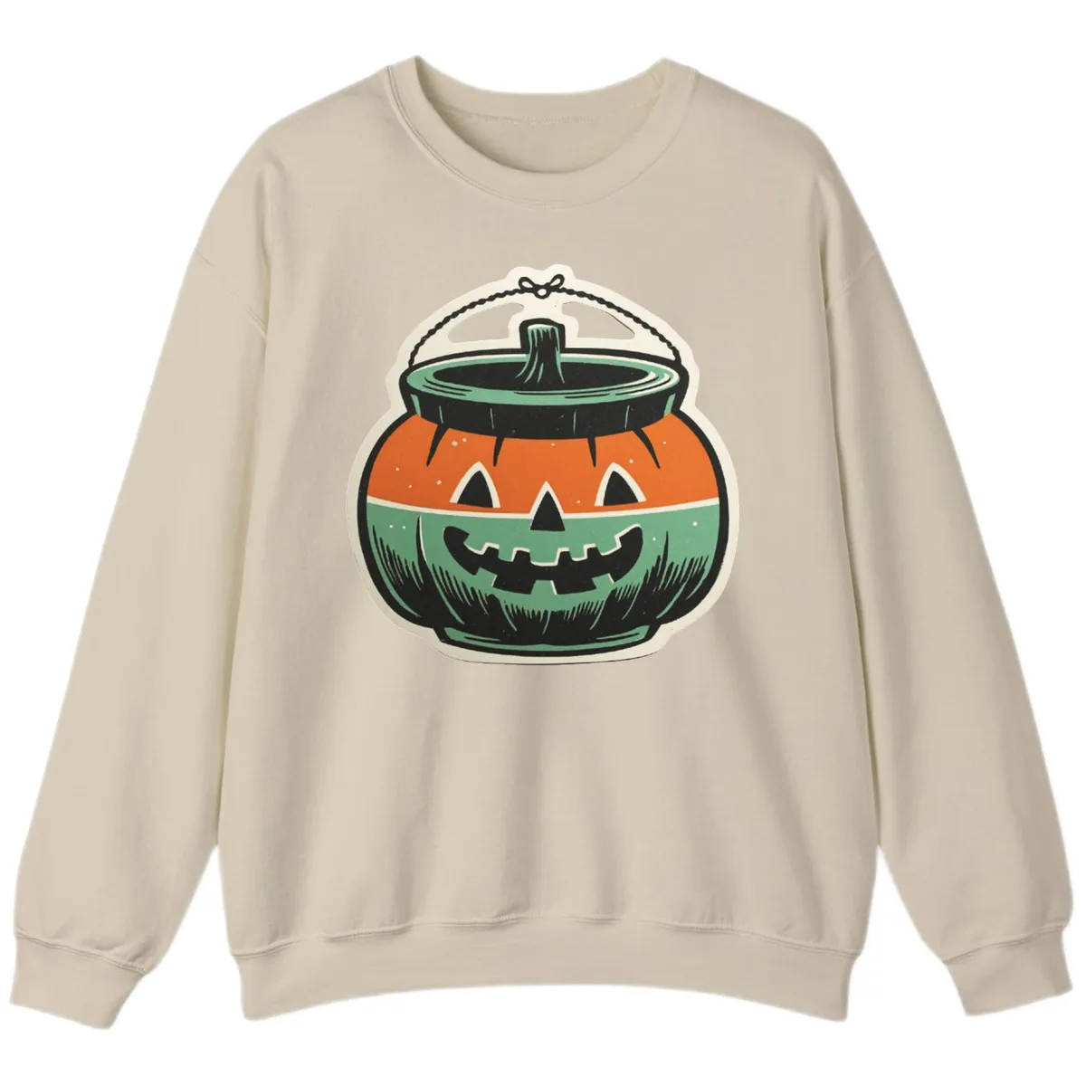 Vintage Jack O Lantern Candy Bucket Sweatshirt in Sand