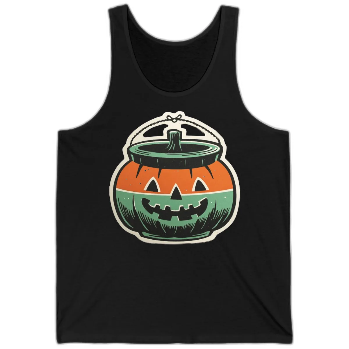 Vintage Jack O Lantern Candy Bucket Tank in Black