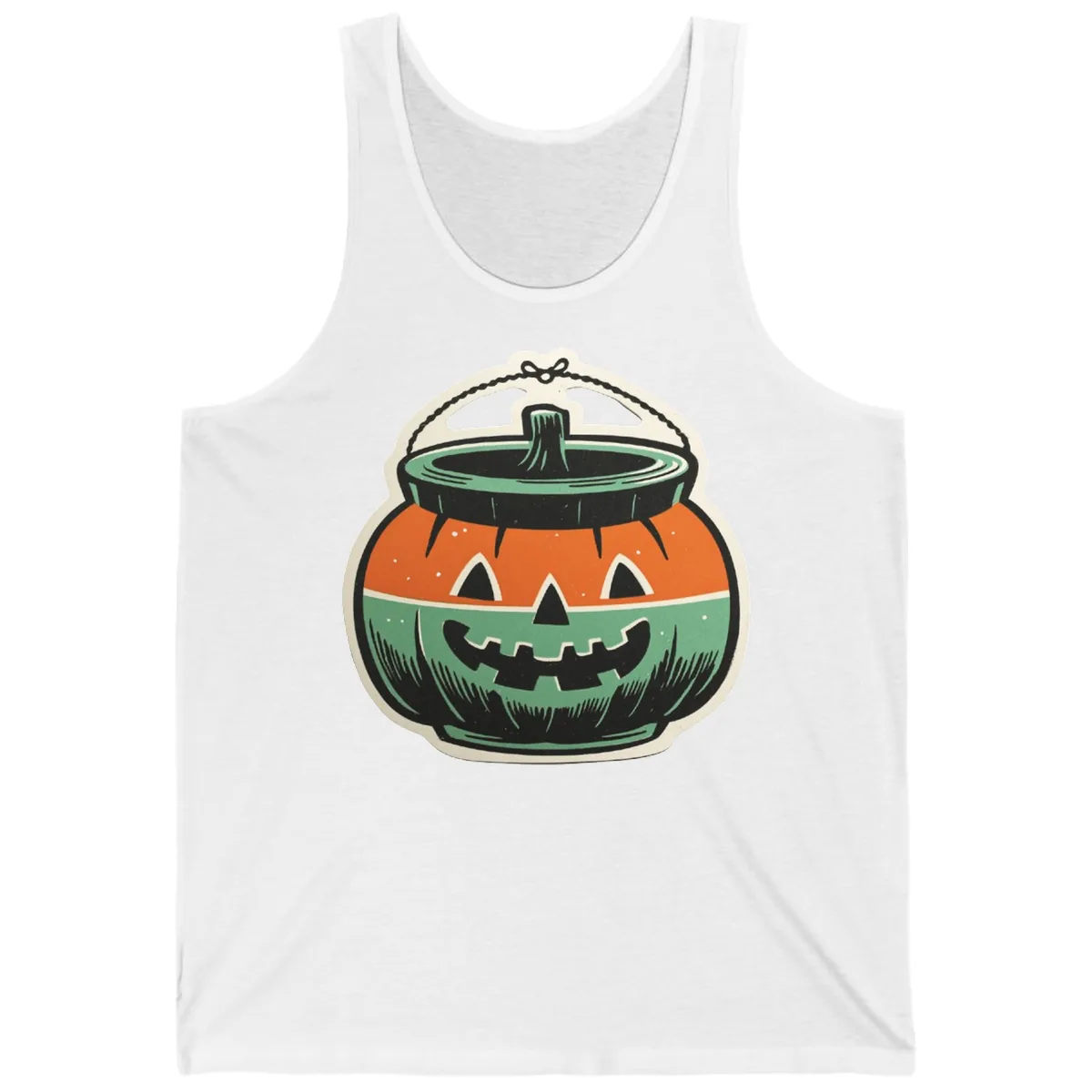 Vintage Jack O Lantern Candy Bucket Tank in White