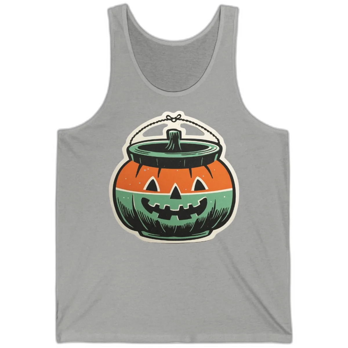 Vintage Jack O Lantern Candy Bucket Tank in Athletic Heather