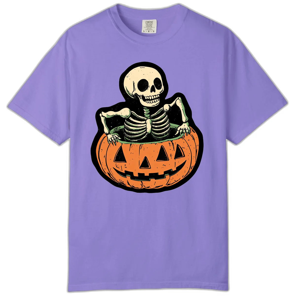 Skeleton In Pumpkin Patch Comfort Color in Violet