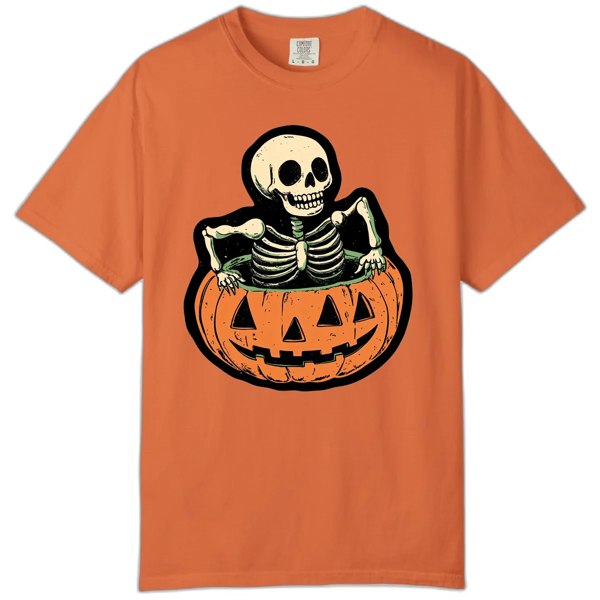 Skeleton In Pumpkin Patch Comfort Color in Burnt Orange