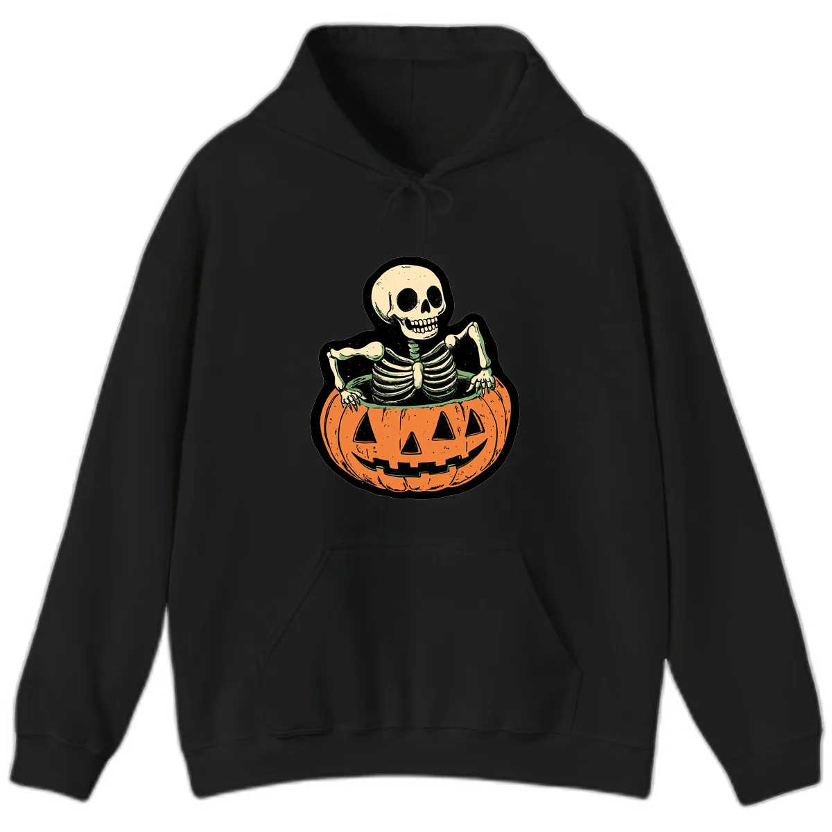 Skeleton In Pumpkin Patch Hoodie in Black