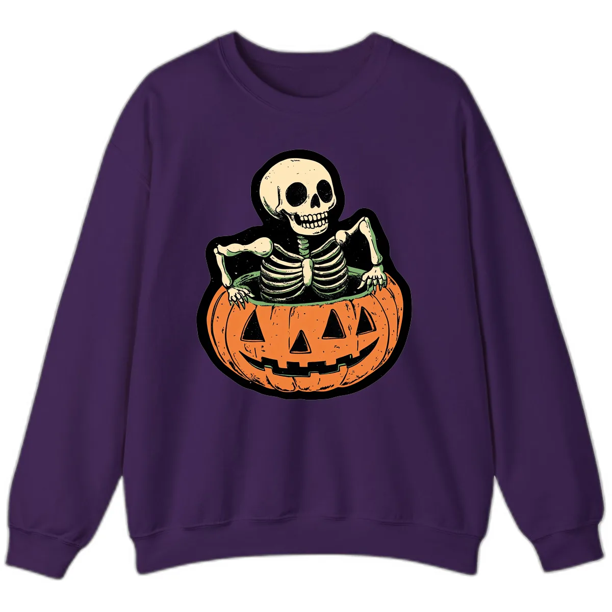 Skeleton In Pumpkin Patch Sweatshirt in Purple