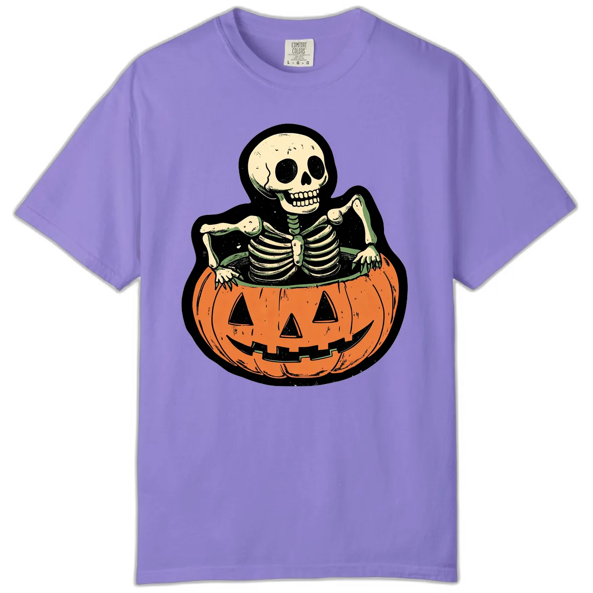 Skeleton In A Pumpkin Patch Comfort Color in Violet