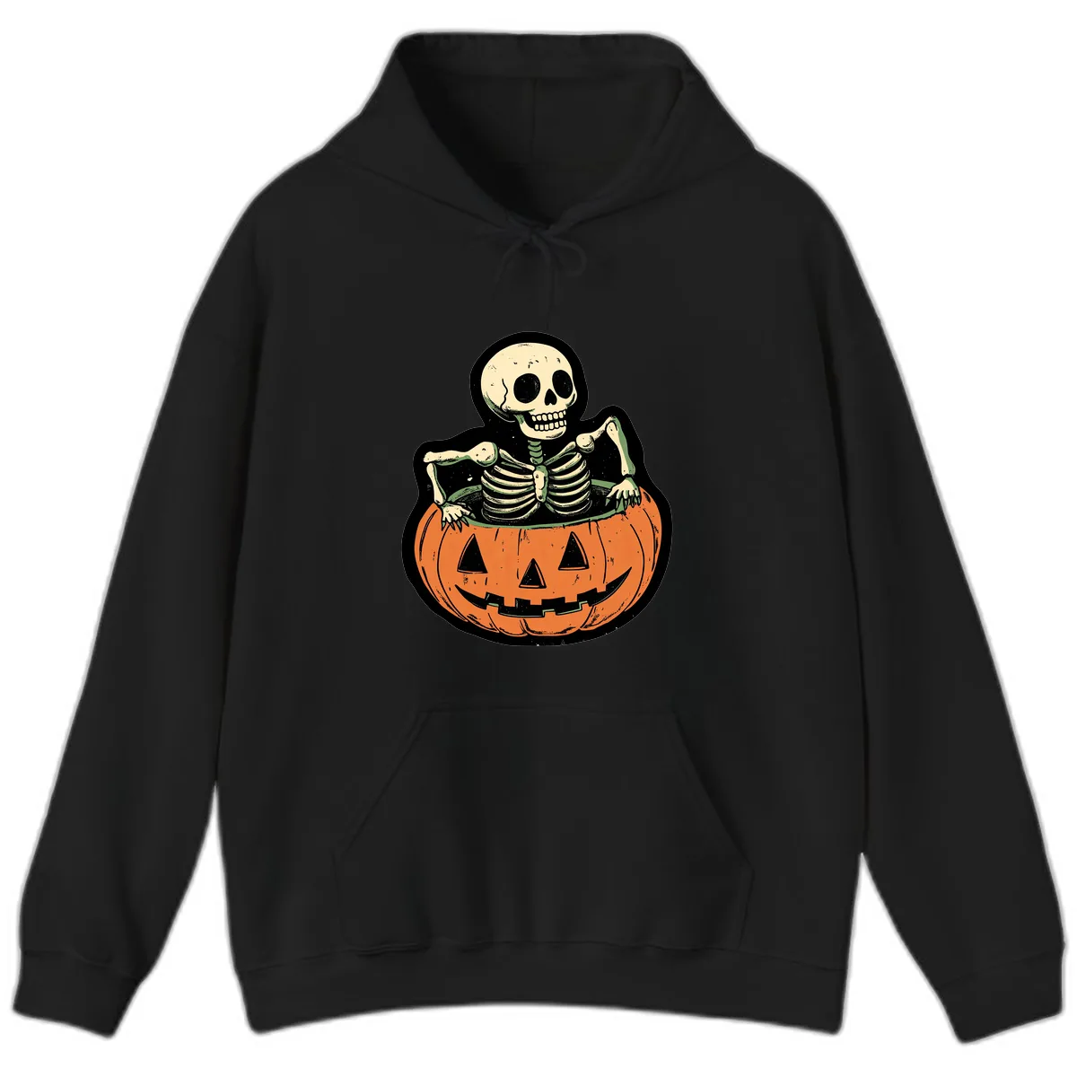 Skeleton In A Pumpkin Patch Hoodie in Black