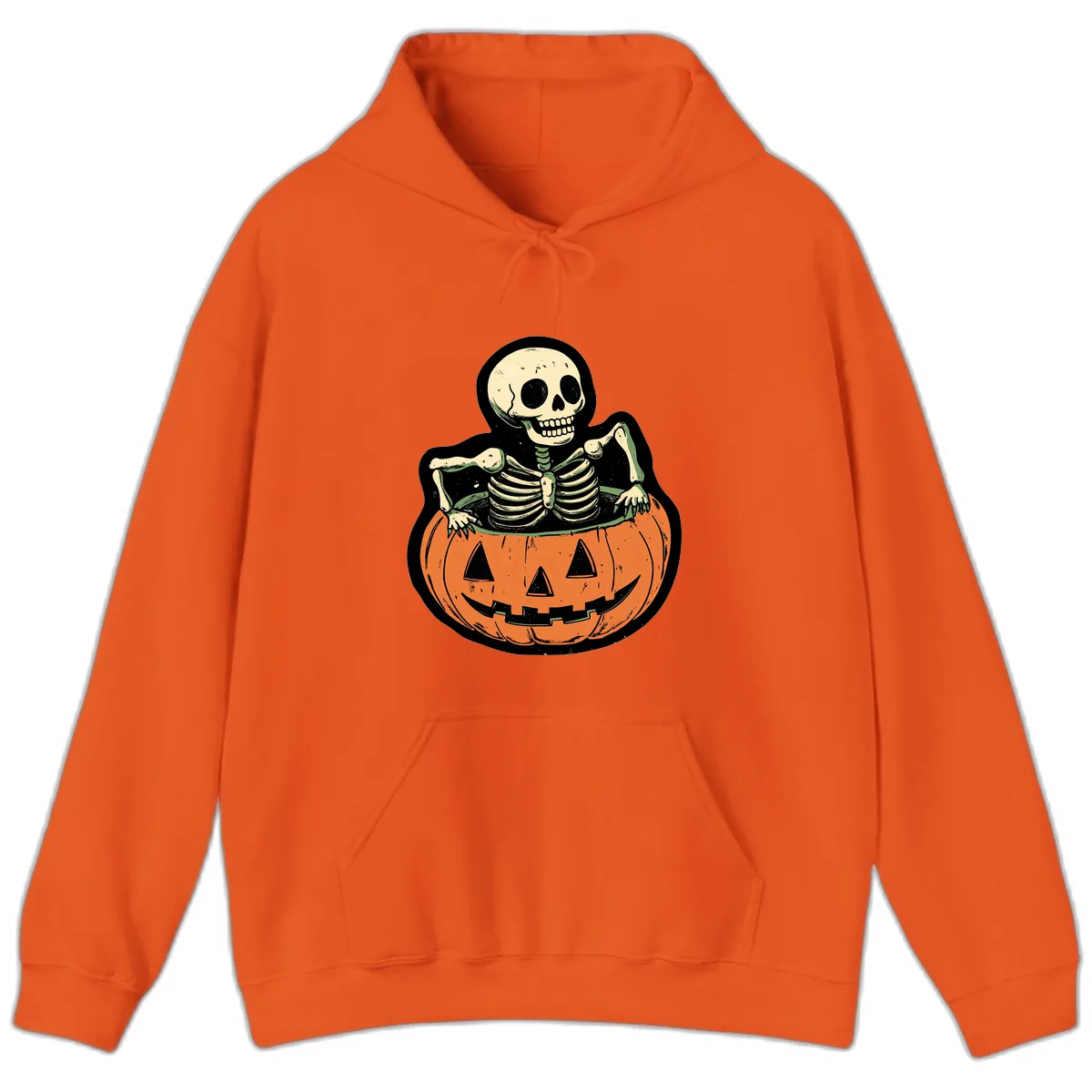Skeleton In A Pumpkin Patch Hoodie in Orange