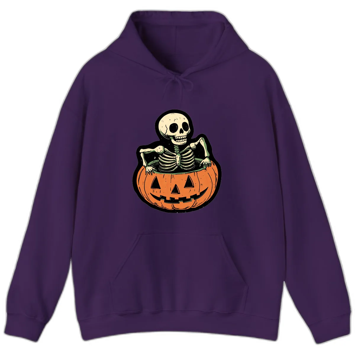 Skeleton In A Pumpkin Patch Hoodie in Purple