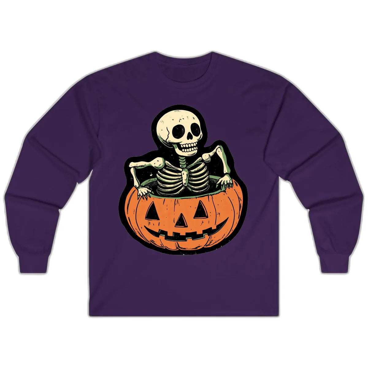 Skeleton In A Pumpkin Patch Long Sleeve in Purple