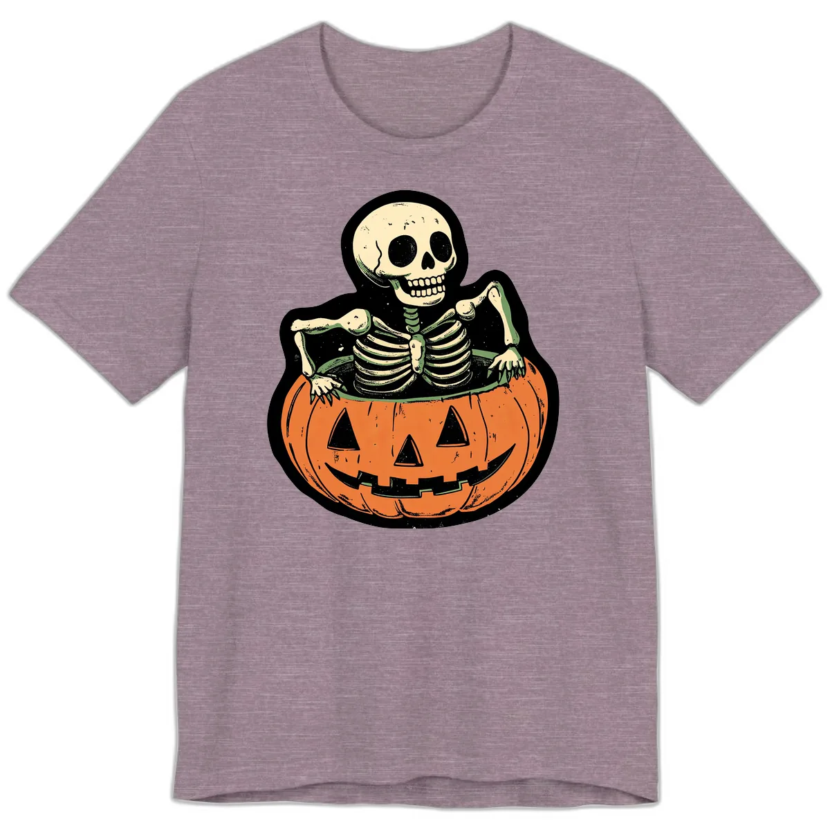 Skeleton In A Pumpkin Patch Premium T-Shirt in Heather Purple