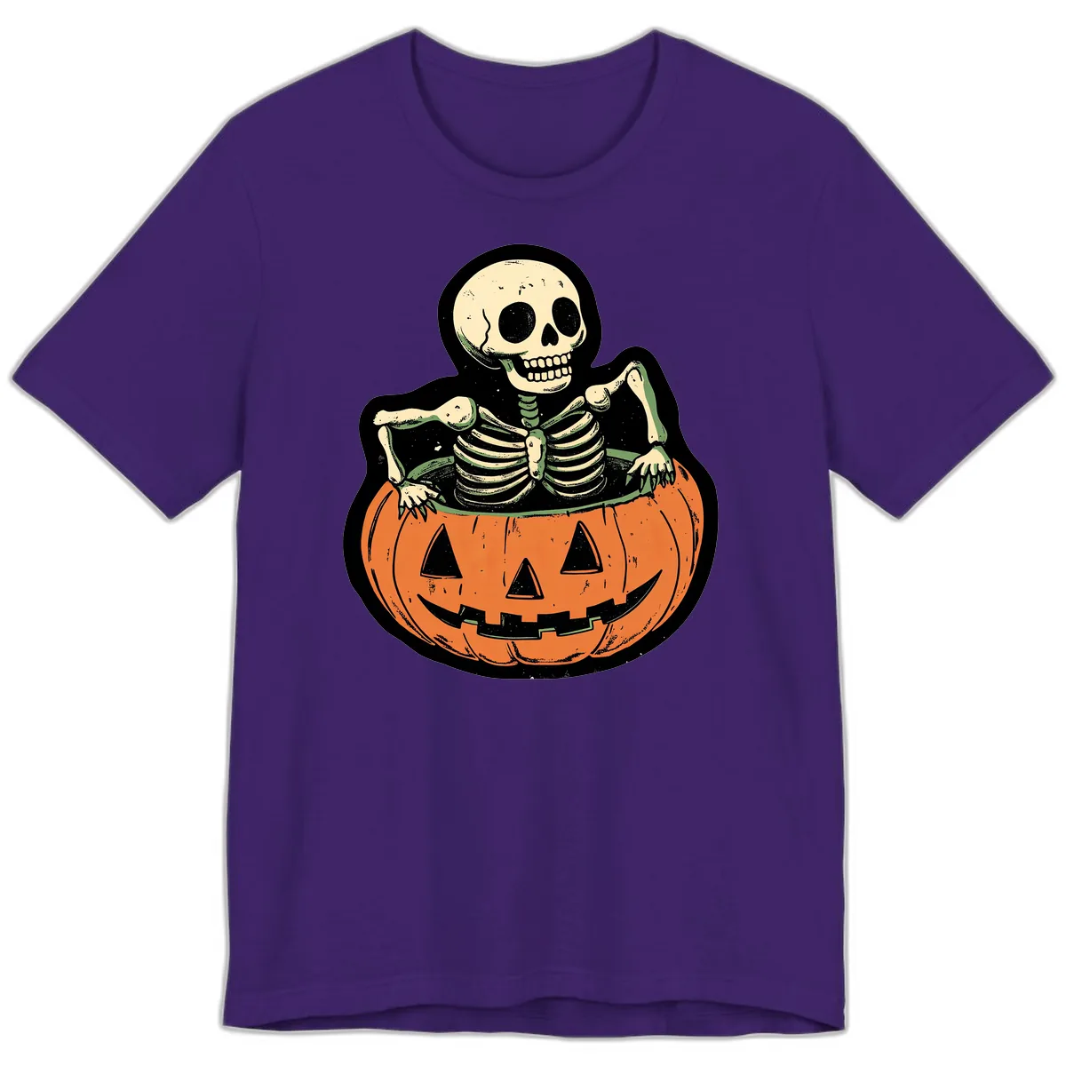 Skeleton In A Pumpkin Patch Premium T-Shirt in Team Purple