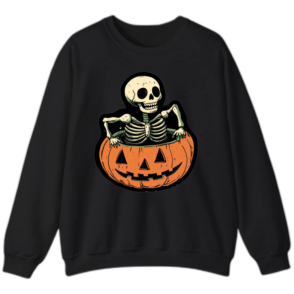Skeleton In A Pumpkin Patch Sweatshirt in Black