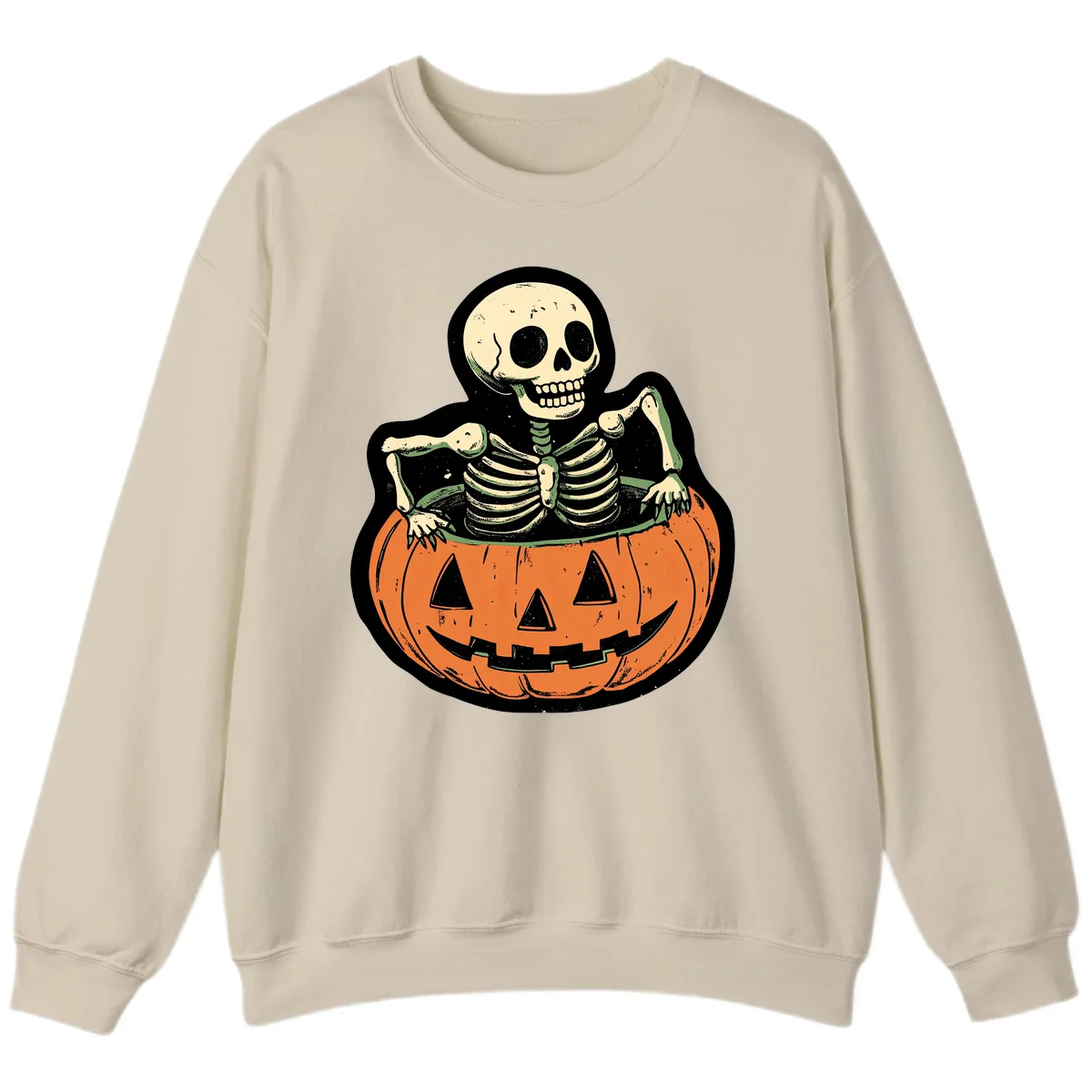 Skeleton In A Pumpkin Patch Sweatshirt in Sand
