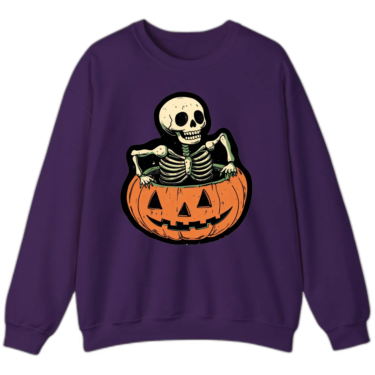 Skeleton In A Pumpkin Patch Sweatshirt in Purple