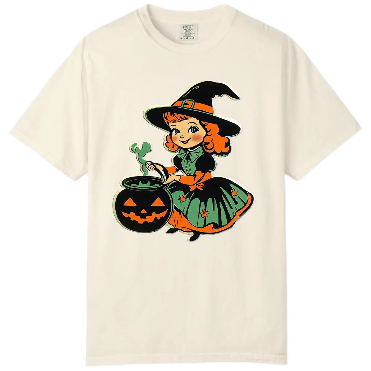 Cute Little Witch Brewing Potion Comfort Color in Ivory