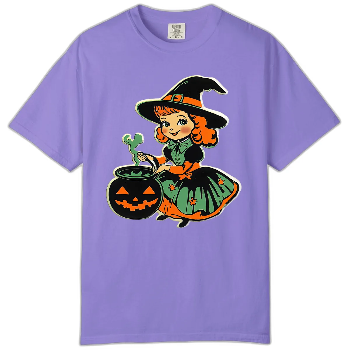 Cute Little Witch Brewing Potion Comfort Color in Violet
