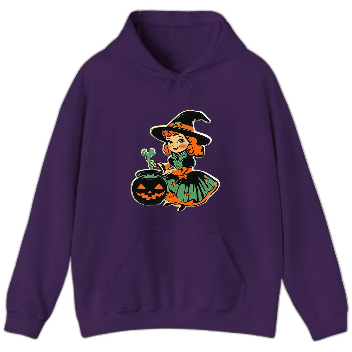 Cute Little Witch Brewing Potion Hoodie in Purple