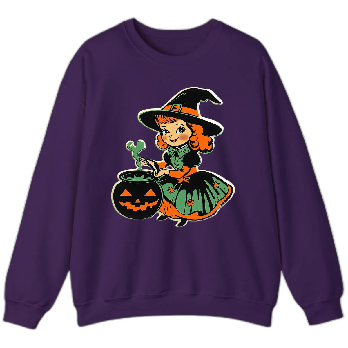 Cute Little Witch Brewing Potion Sweatshirt in Purple