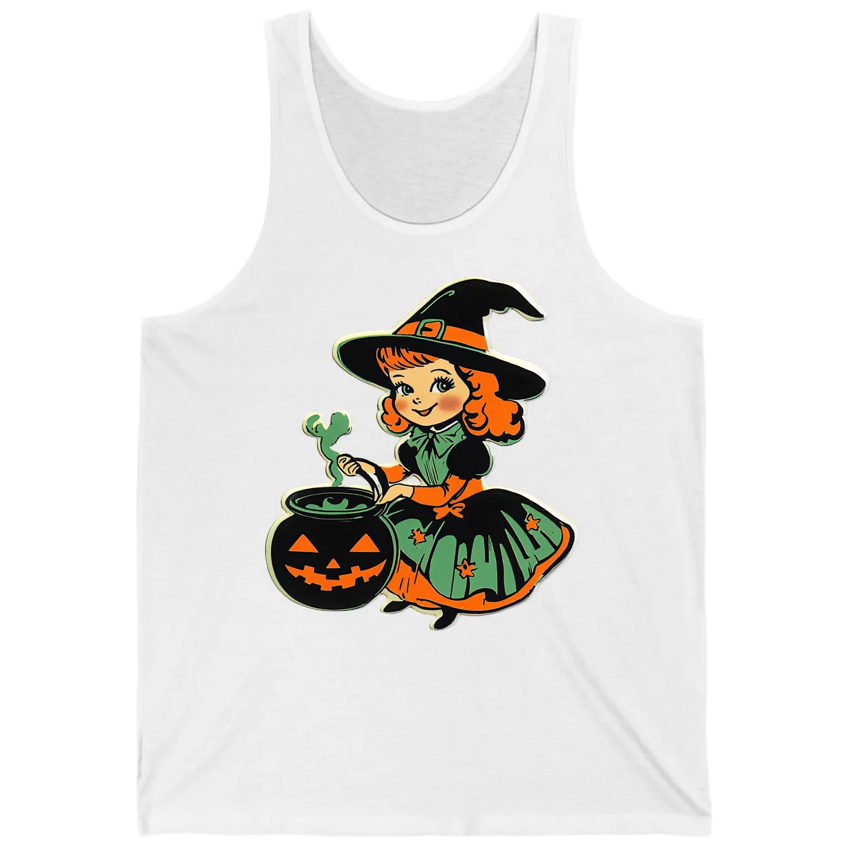 Cute Little Witch Brewing Potion Tank in White