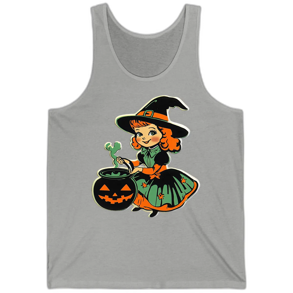 Cute Little Witch Brewing Potion Tank in Athletic Heather
