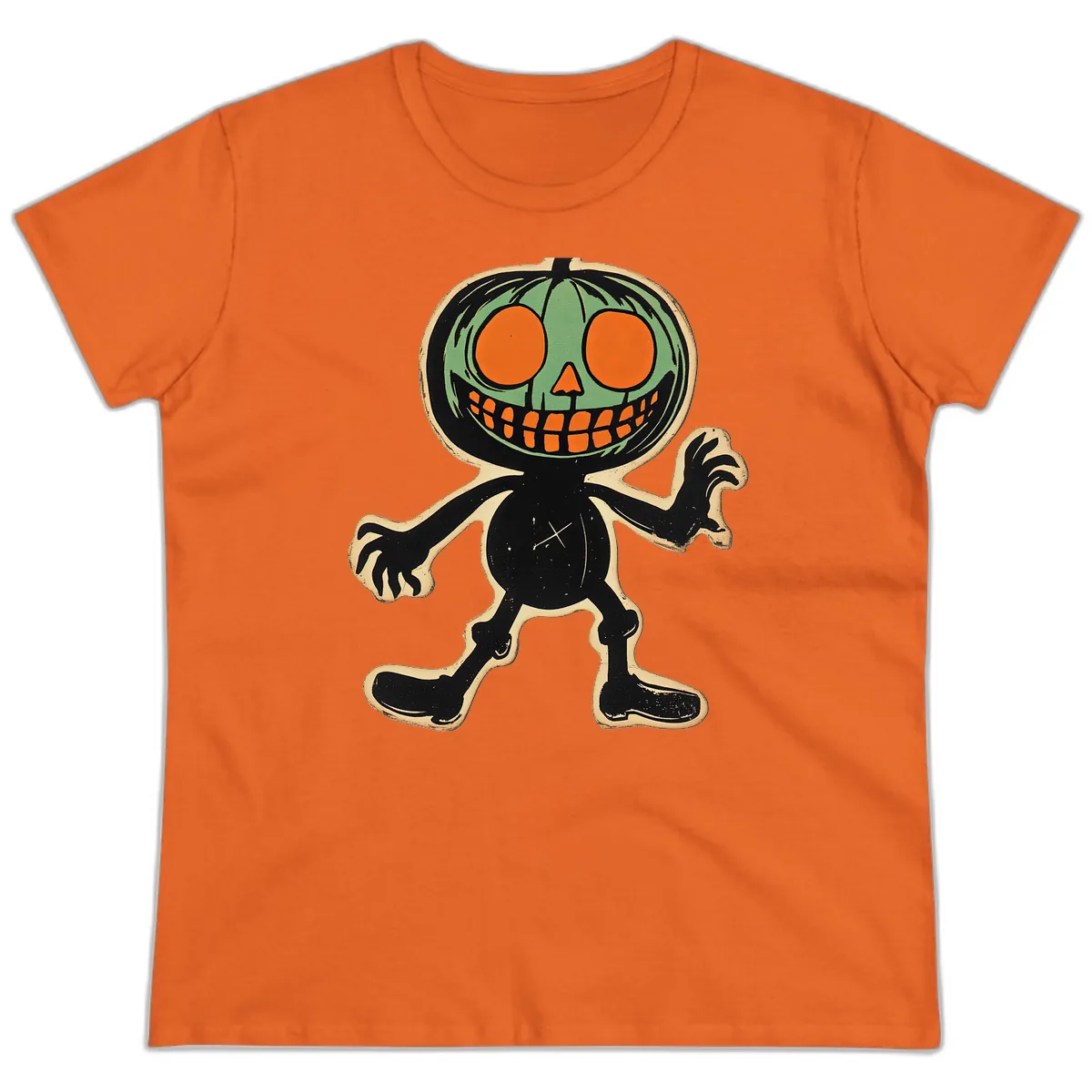 Spooky Pumpkin Pal Ladies Tee in Orange