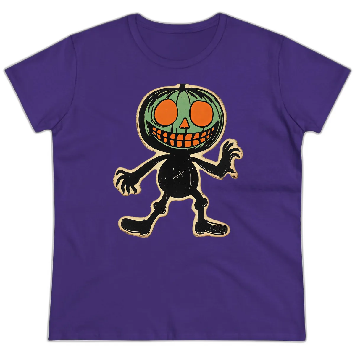 Spooky Pumpkin Pal Ladies Tee in Purple