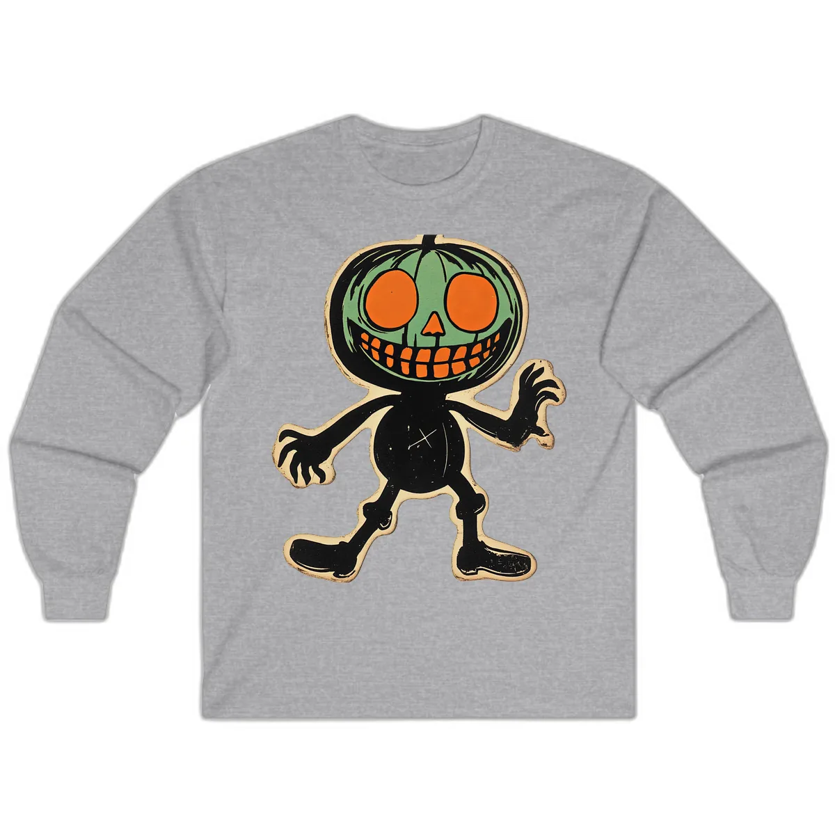 Spooky Pumpkin Pal Long Sleeve in Sport Grey