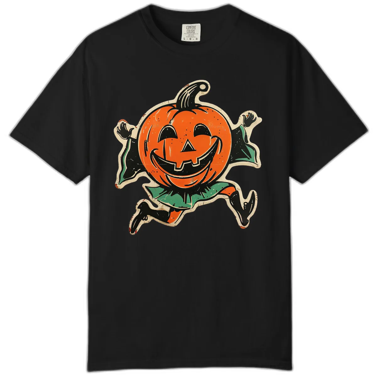 Happy Running Jack-o'-Lantern Comfort Color in Black