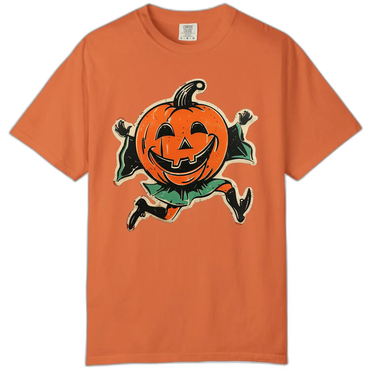 Happy Running Jack-o'-Lantern Comfort Color in Burnt Orange